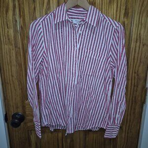 Banana Republic Pink and white striped button-up top in size XS
